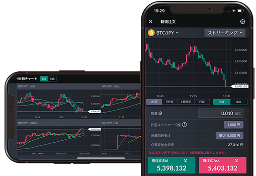 スマートフォン用 暗号資産CFD取引アプリ
